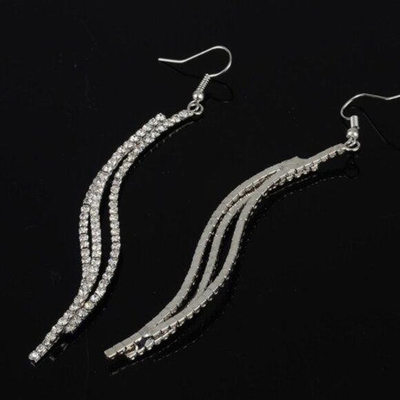 Jewelry earrings drop dangle party evening elegant sparkly sparkle crystals new - Picture 2 of 2